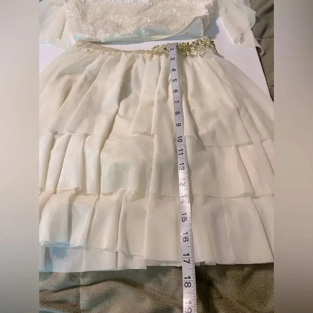 Weissman dance costume 2 piece white ivory lyrical Unicorn 15116 MA adult